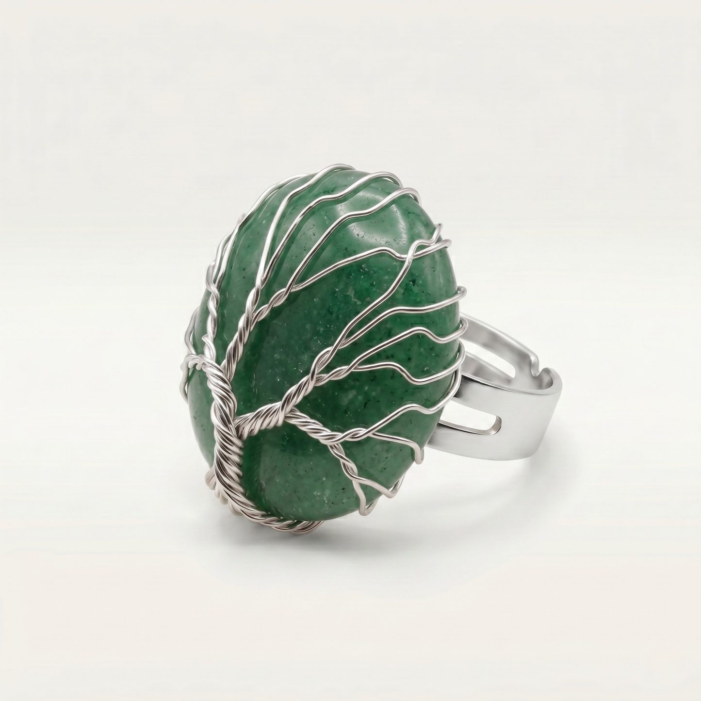 HANDMADE TREE OF LIFE NATURAL STONE RING - (ADJUSTABLE)