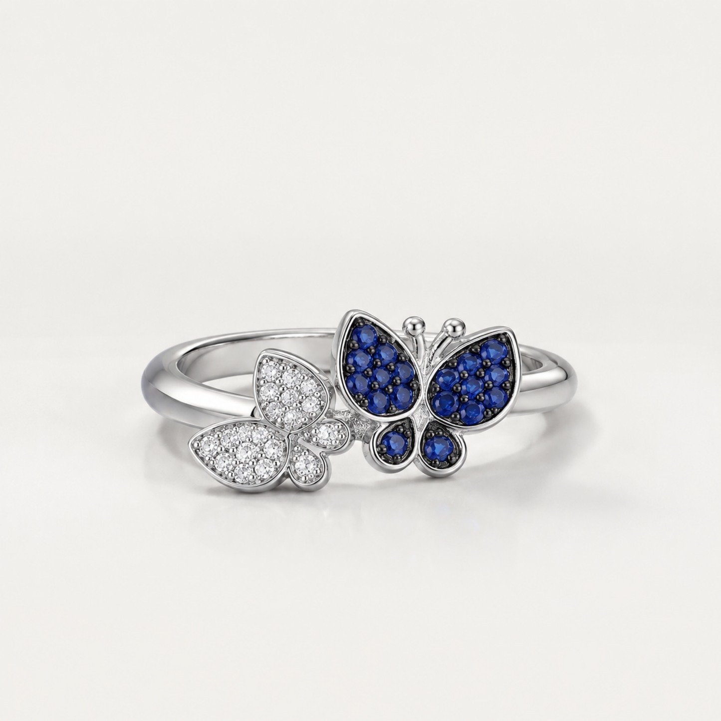 SILVER SAPPHIRE BUTTERFLY RING