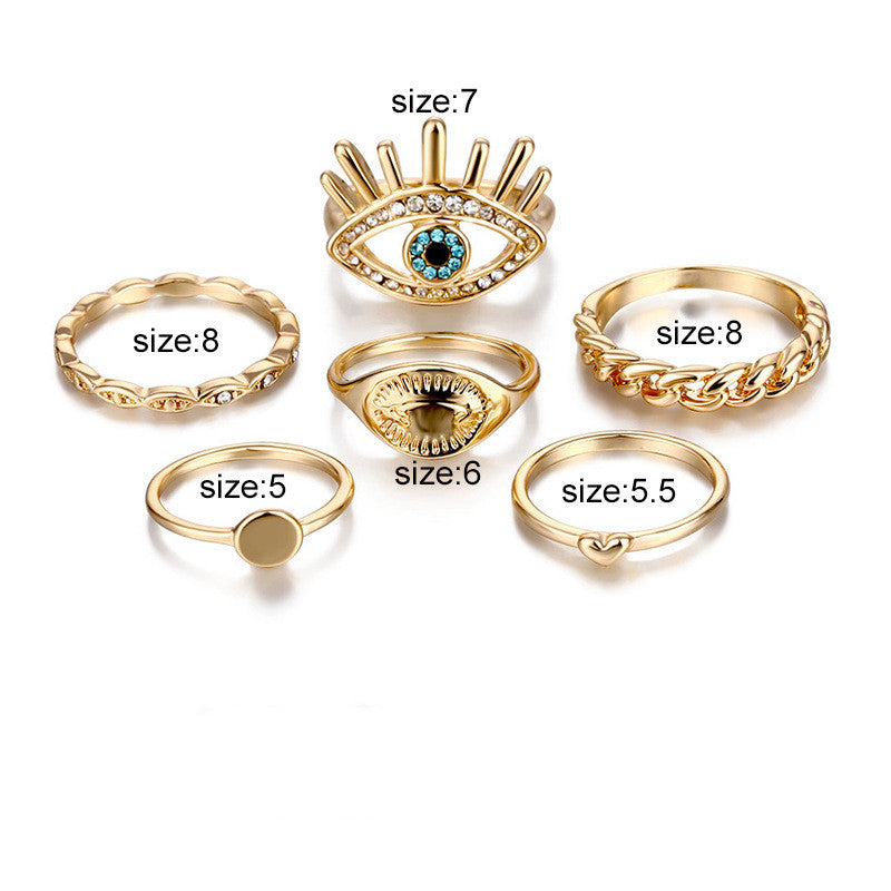GOLD BOHEMIAN CHARM STACKING RING SET