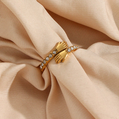 AMARYLLIS GOLD DIAMOND EMBRACE RING - (ADJUSTABLE)