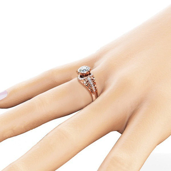 ROSE GOLD DIAMOND FILIGREE VINTAGE RING