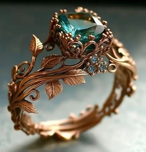 ROSE GOLD EMERALD ENCHANTED FOREST RING