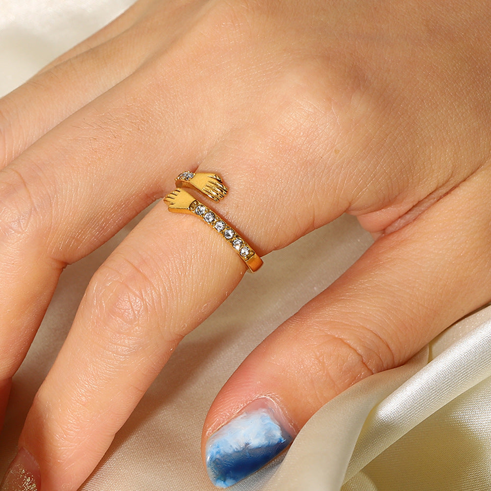 AMARYLLIS GOLD DIAMOND EMBRACE RING - (ADJUSTABLE)