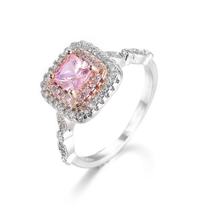 ROSE GOLD PINK DIAMOND CUSHION HALO RING