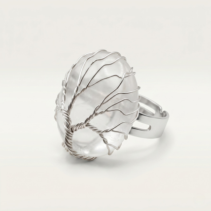 HANDMADE TREE OF LIFE NATURAL STONE RING - (ADJUSTABLE)