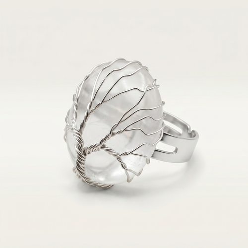 HANDMADE TREE OF LIFE NATURAL STONE RING - (ADJUSTABLE)
