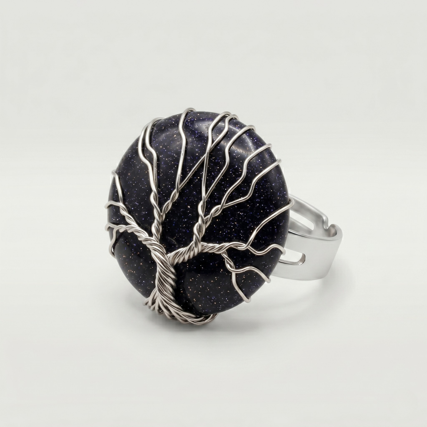 HANDMADE TREE OF LIFE NATURAL STONE RING - (ADJUSTABLE)