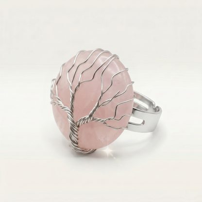 HANDMADE TREE OF LIFE NATURAL STONE RING - (ADJUSTABLE)