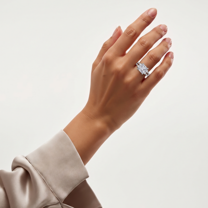 SILVER AMETHYST EMERALD CUT VINTAGE RING