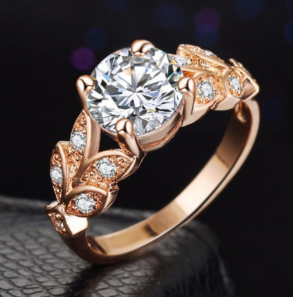 ROSE GOLD DIAMOND LEAF VINTAGE RING