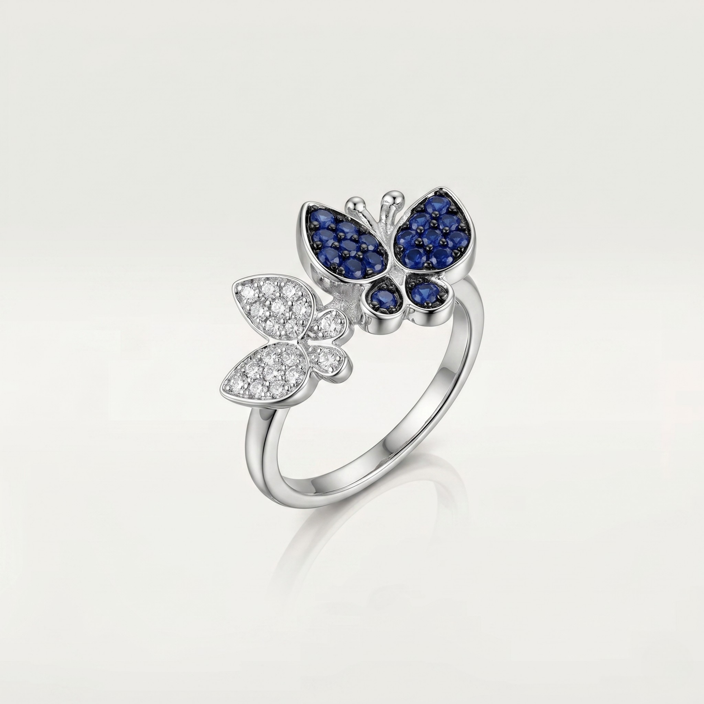 SILVER SAPPHIRE BUTTERFLY RING