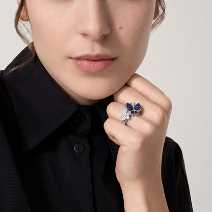 SILVER SAPPHIRE BUTTERFLY RING