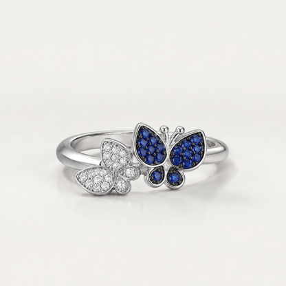 SILVER SAPPHIRE BUTTERFLY RING