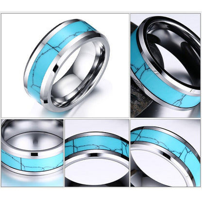 SILVER TURQUOISE INLAY BAND RING