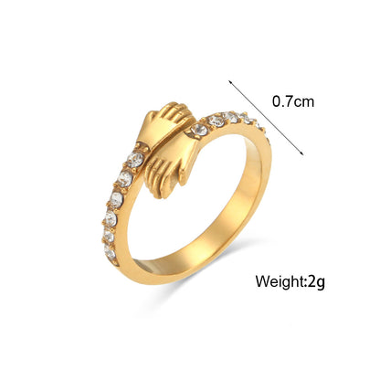 AMARYLLIS GOLD DIAMOND EMBRACE RING - (ADJUSTABLE)