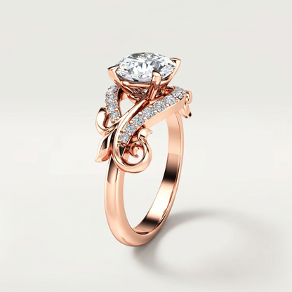 ROSE GOLD DIAMOND FLORAL SCULPTURAL RING