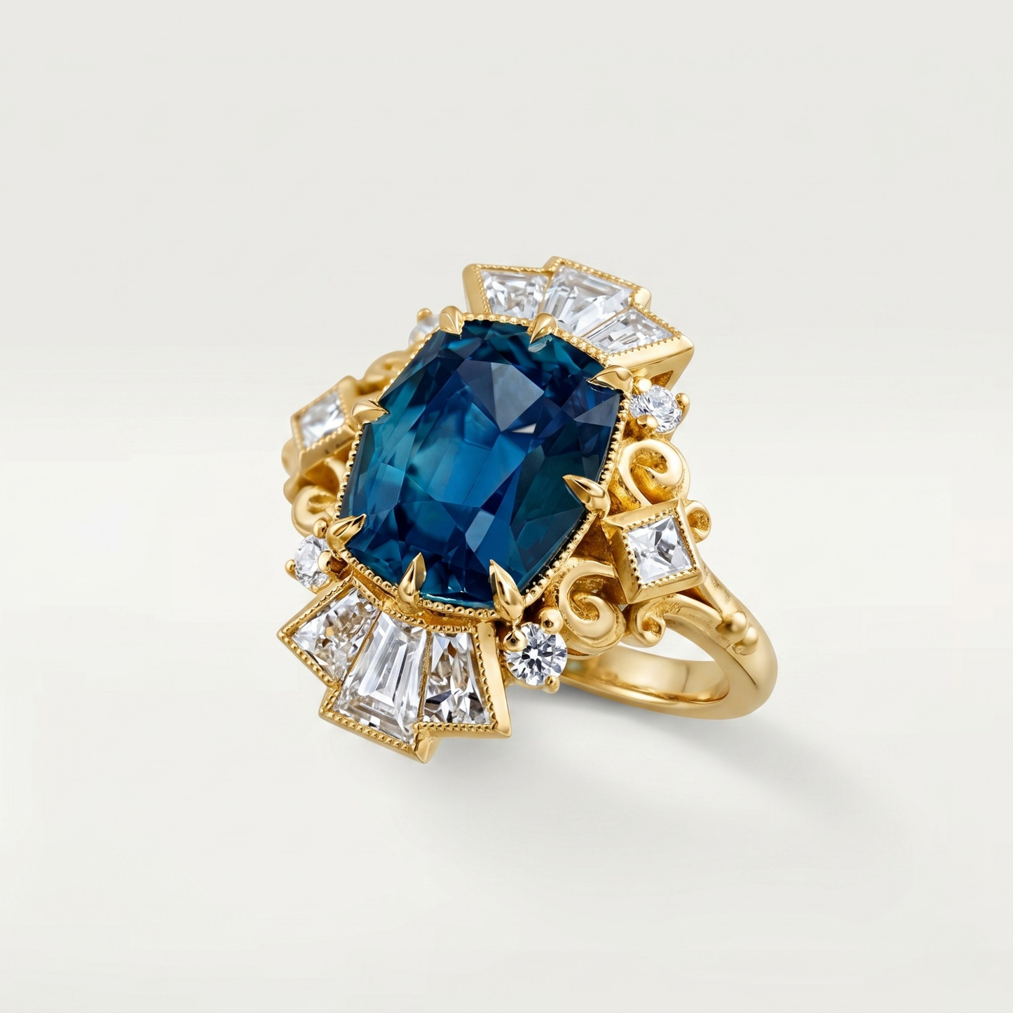 GOLD SAPPHIRE CROWN VINTAGE RING