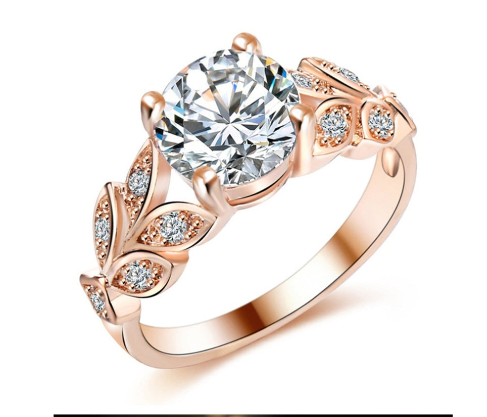 ROSE GOLD DIAMOND LEAF VINTAGE RING