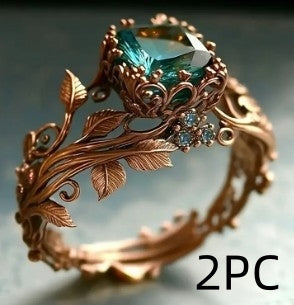 ROSE GOLD EMERALD ENCHANTED FOREST RING