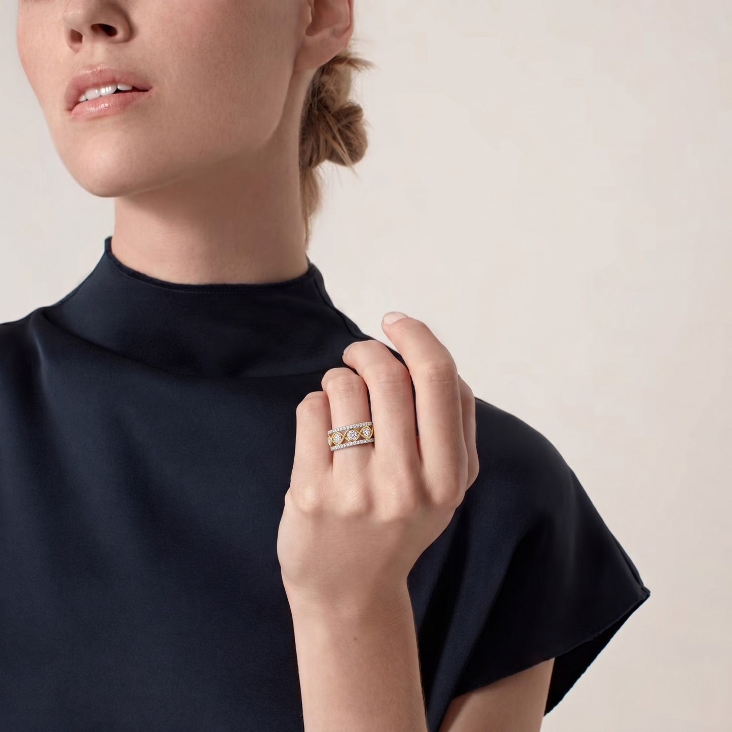 GOLD DIAMOND INFINITY BAND RING