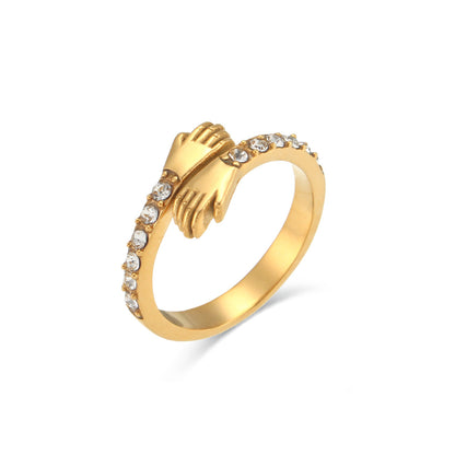 AMARYLLIS GOLD DIAMOND EMBRACE RING - (ADJUSTABLE)