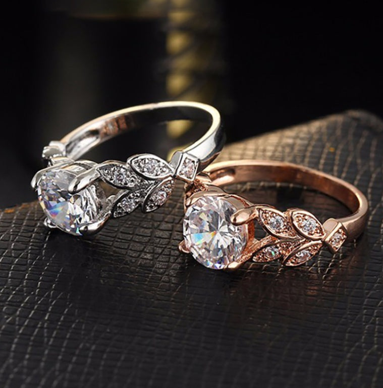 ROSE GOLD DIAMOND LEAF VINTAGE RING