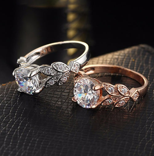ROSE GOLD DIAMOND LEAF VINTAGE RING