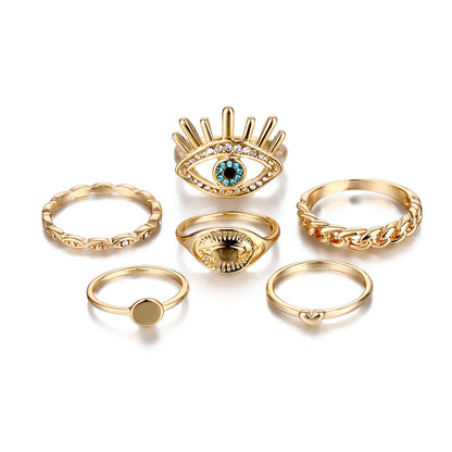 GOLD BOHEMIAN CHARM STACKING RING SET