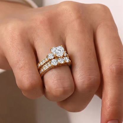 GOLD DIAMOND HEART ORNATE VINTAGE RING