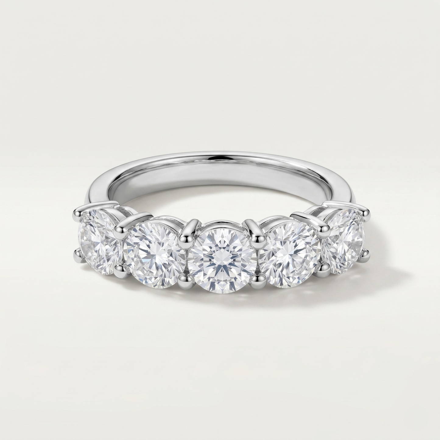 SILVER FIVE DIAMOND ROUND RING
