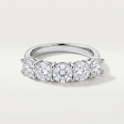 SILVER FIVE DIAMOND ROUND RING