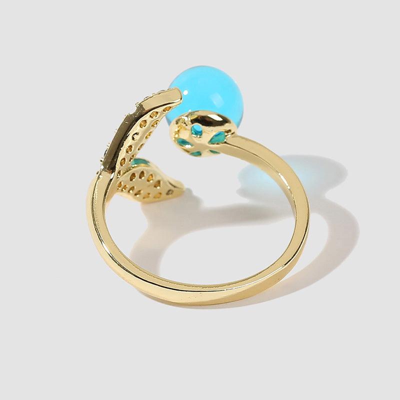 GOLD TURQUOISE MERMAID TAIL RING - (ADJUSTABLE)