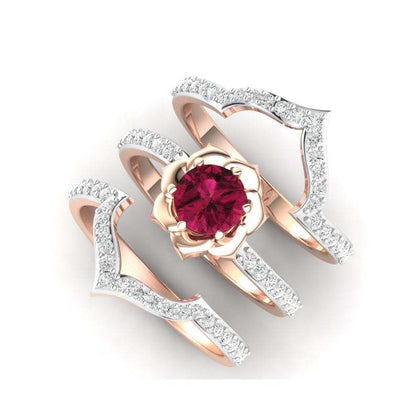 ROSE GOLD RUBY BLOOMING ROSE RING