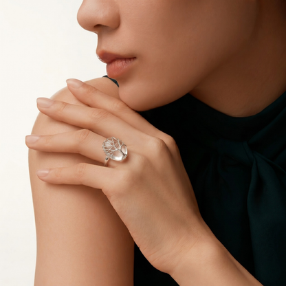HANDMADE TREE OF LIFE NATURAL STONE RING - (ADJUSTABLE)