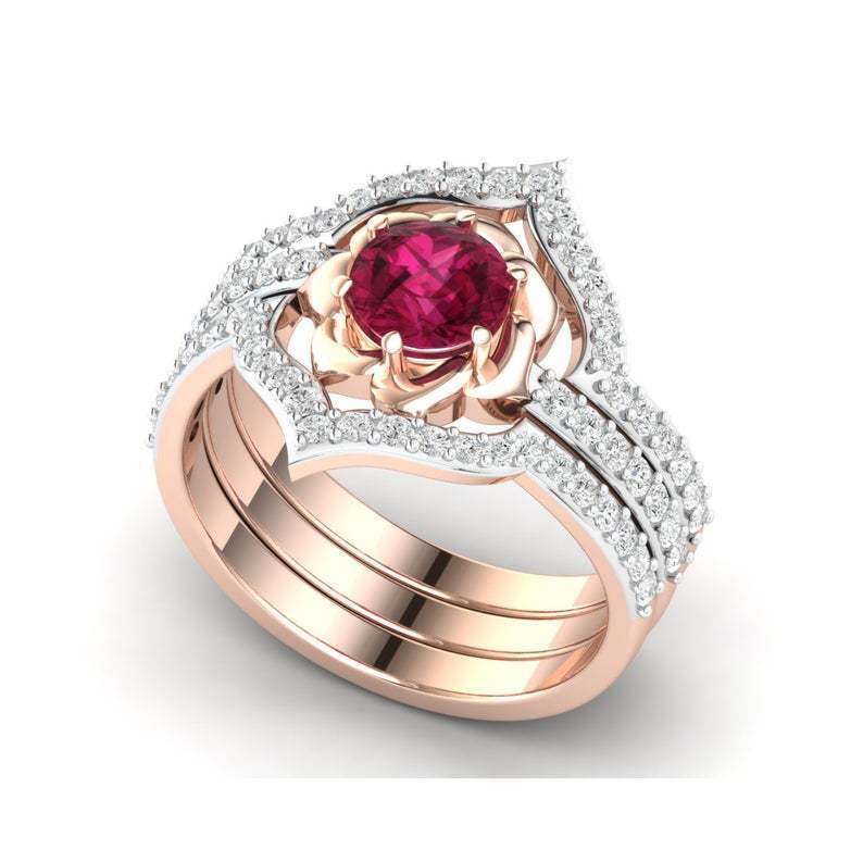 ROSE GOLD RUBY BLOOMING ROSE RING