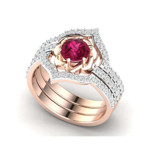 ROSE GOLD RUBY BLOOMING ROSE RING