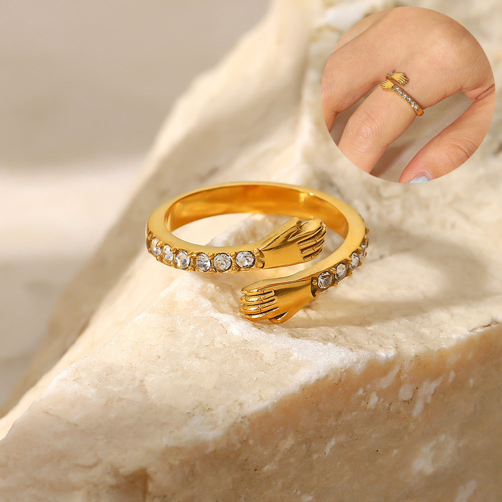 AMARYLLIS GOLD DIAMOND EMBRACE RING - (ADJUSTABLE)