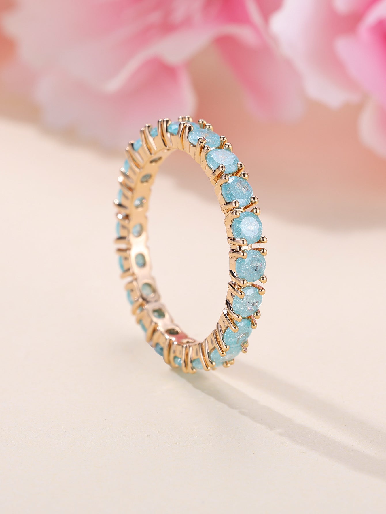 GOLD ICE FLOWER RETRO ETERNITY RING
