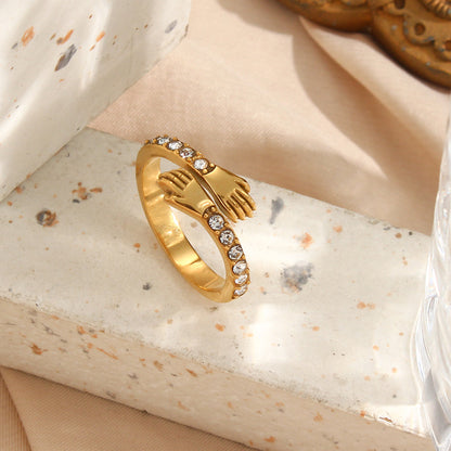 AMARYLLIS GOLD DIAMOND EMBRACE RING - (ADJUSTABLE)