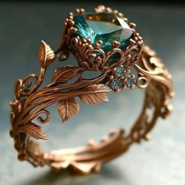 ROSE GOLD EMERALD ENCHANTED FOREST RING
