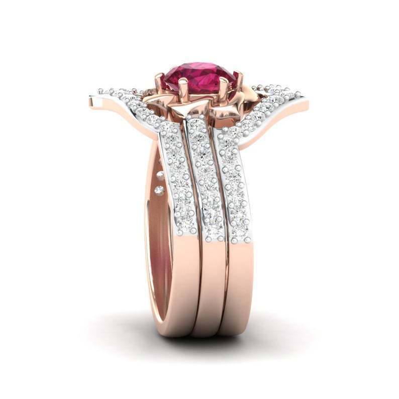 ROSE GOLD RUBY BLOOMING ROSE RING