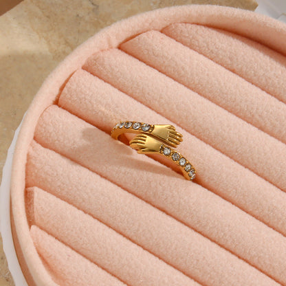 AMARYLLIS GOLD DIAMOND EMBRACE RING - (ADJUSTABLE)