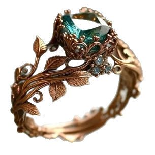 ROSE GOLD EMERALD ENCHANTED FOREST RING