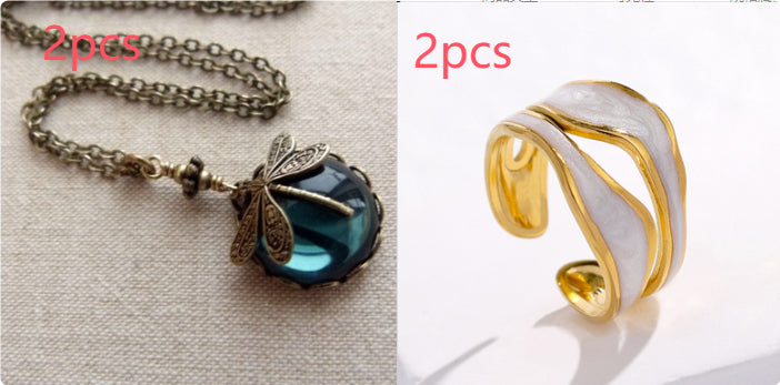 HANDMADE GOLD ENAMEL WAVE RING - (ADJUSTABLE)